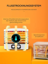 FOHERE Élelmiszer Szárító 35-70°C Hőmérséklet Szabályozás 5 Fiók 360° Légkeringés 2