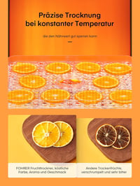 FOHERE Élelmiszer Szárító 35-70°C Hőmérséklet Szabályozás 5 Fiók 360° Légkeringés 3