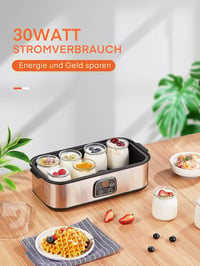 FOHERE 159B joghurtkészítő, 8 üveggel és fedővel, LCD kijelző - ezüst 6