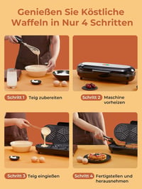 FOHERE King Size szív alakú gofrisütő 3 sütőfelülettel, 15 gofri/2 perc - ezüst 7