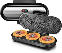 FOHERE King Size szív alakú gofrisütő 3 sütőfelülettel, 15 gofri/2 perc - ezüst 1