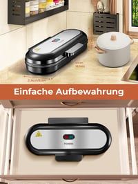 FOHERE King Size szív alakú gofrisütő 3 sütőfelülettel, 15 gofri/2 perc - ezüst 9