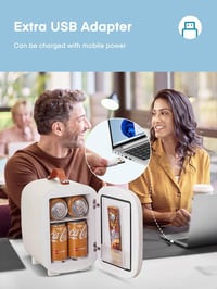 FOHERE Mini Hűtő 5L - Hordozható Hűtőszekrény USB/220V/12V Tápellátással, Italok és Kozmetikumok Tárolására, Otthonra, Autóba, Irodába, Fehé 5