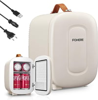 FOHERE Mini Hűtő 5L - Hordozható Hűtőszekrény USB/220V/12V Tápellátással, Italok és Kozmetikumok Tárolására, Otthonra, Autóba, Irodába, Fehé 1