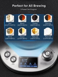 FOHERE Üveg Vízforraló Hőmérsékletes 40-100°C 2200W Teafőző Infúzióval 1,7L Ezüst 4
