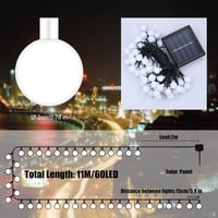 Fohil Napelemes Kerti Fényfüzér 11m 60 LED - IP65 Vízálló Kültéri Világítás 8 Üzemmóddal - Dekoráció Kertbe, Erkélyre, Fákra, Partikra 4
