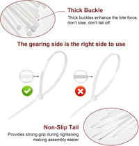 Fohirey Kábelkötegelő Szett 200db Fehér Nylon Kábelkötegelő 120-150mm + 100db Öntapadós Tartó UV Álló Kábelrögzítő 4
