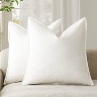 Foindtower 2 ks obliečok na vankúš 50x50 cm krémovobiele ľanové boho dekoratívne obliečky na vankúše na pohovku do obývačky a spálne vo farmárskom štýle 1
