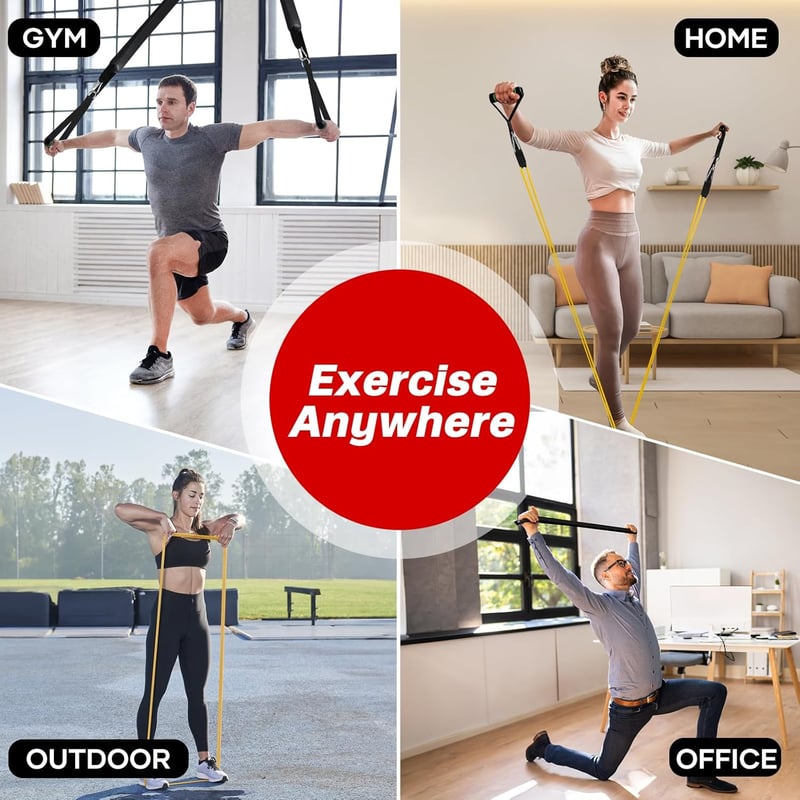 Fokky Fitneszbandok Szett Ajtóhorgony Védőpárnával Edzéshez Jóga Pilates - Light Yellow, Bright Red, Dark Black
