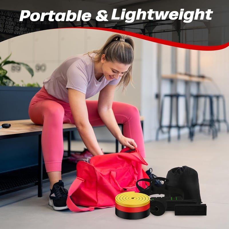 Fokky Fitneszbandok Szett Ajtóhorgony Védőpárnával Edzéshez Jóga Pilates - Light Yellow, Bright Red, Dark Black
