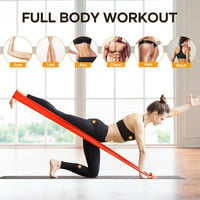 Fokky Fitneszbandz 4 darabos szett, 2m ellenállásos gumiszalag, 4 szintű edzőszalag jóga pilates - Green, yellow, red, blue 3