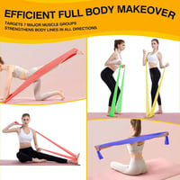 Fokky Fitneszbandz 4 darabos szett, 2m ellenállásos gumiszalag, 4 szintű edzőszalag jóga pilates - Green, yellow, red, blue 7