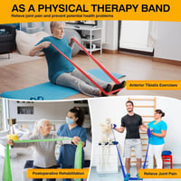 Fokky Fitneszbandz 4 darabos szett, 2m ellenállásos gumiszalag, 4 szintű edzőszalag jóga pilates - Green, yellow, red, blue 6