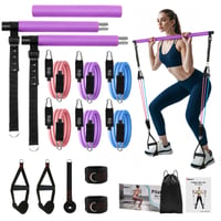 Fokky Pilates Bar Set so 6 odporovými gumami 20-180 LBS, skladacia pilates tyč s cvičebnými gumami, fitness, jóga, crossfit, strečing, domáce cvičenie 1
