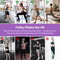 Fokky Pilates Bar Set so 6 odporovými gumami 20-180 LBS, skladacia pilates tyč s cvičebnými gumami, fitness, jóga, crossfit, strečing, domáce cvičenie 3