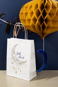 Darčeková taška Folat Eid Mubarak na ramadánsku výzdobu s motívom hviezd a mesiaca – 20x10x27 cm – balenie 6 ks 3