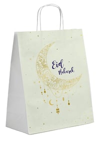 Darčeková taška Folat Eid Mubarak na ramadánsku výzdobu s motívom hviezd a mesiaca – 20x10x27 cm – balenie 6 ks 1