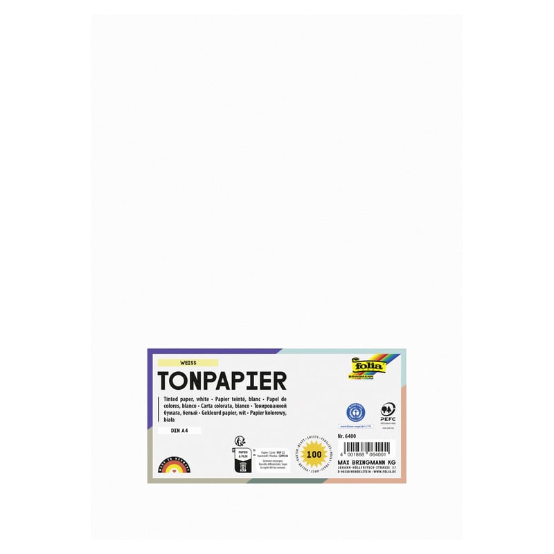 folia Tonpapier farebný papier A4, 130 g/m², biely - balenie 100 listov
