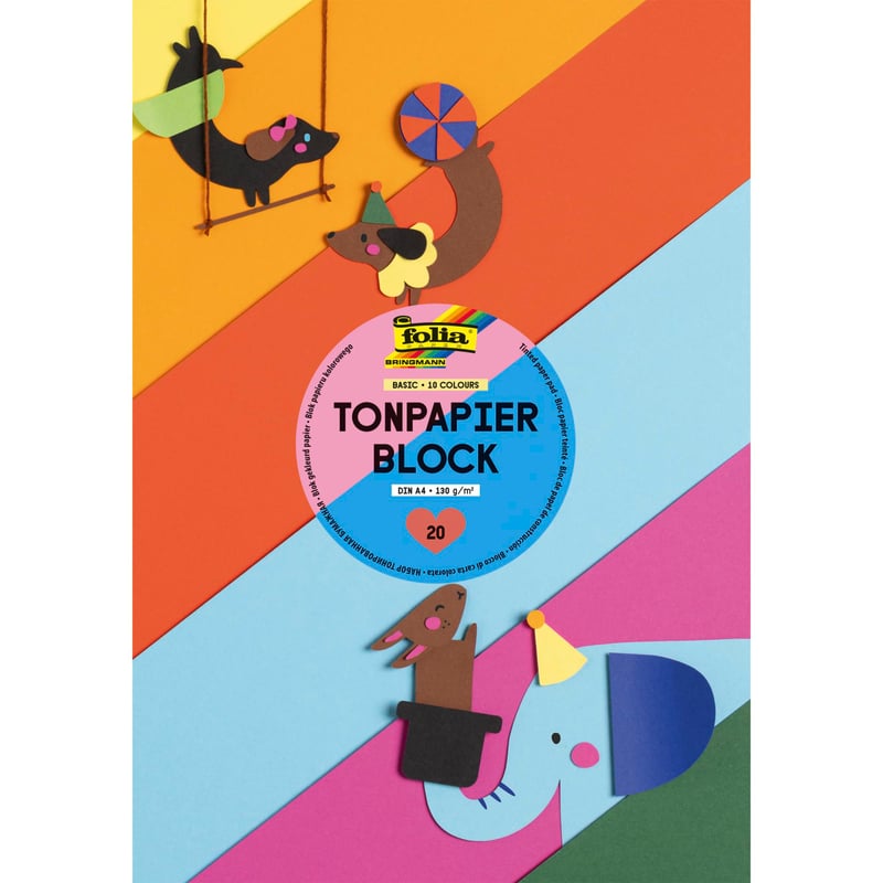 Folia Farebný papier v bloku A4 130g/m² 20 listov 10 farieb mix na scrapbooking, výrobu dekorácií na okná a pohľadníc, kreatívny papier