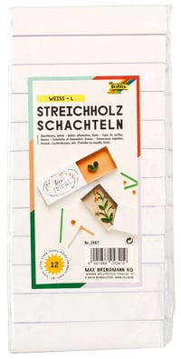 folia Prázdne zápalkové škatuľky 12 ks - Biele, Blanko, na vlastnú dekoráciu, 11x6x2 cm, DIY kreatívne balenie 1