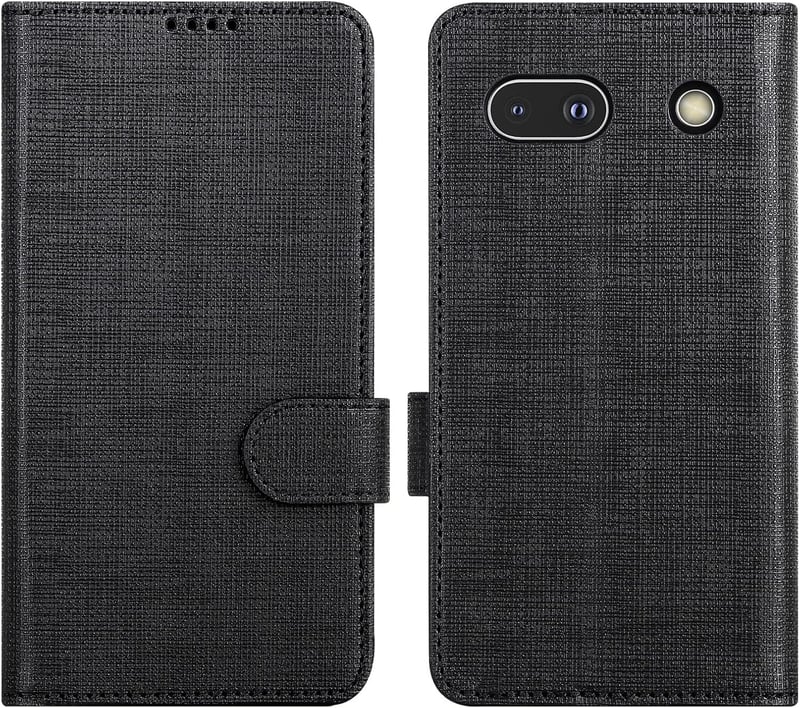 Foluu Google Pixel 7a Tárca Tok - Prémium Bőr Flip Case Kártyatartóval, Mágneses Zárral és Állvánnyal, TPU Ütésálló Védelem, Fekete