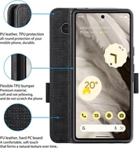 Foluu Google Pixel 7a Tárca Tok - Prémium Bőr Flip Case Kártyatartóval, Mágneses Zárral és Állvánnyal, TPU Ütésálló Védelem, Fekete 5