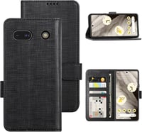 Foluu Google Pixel 7a Tárca Tok - Prémium Bőr Flip Case Kártyatartóval, Mágneses Zárral és Állvánnyal, TPU Ütésálló Védelem, Fekete 1