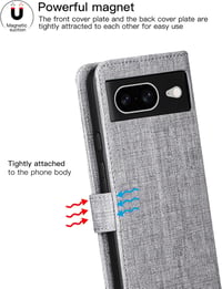 Foluu Google Pixel 8 Flip Tok - Prémium Műbőr Pénztárca Tok Kártyatartóval, Állvánnyal és Mágneses Zárral, TPU Keret, Ütésálló (Szürke) 4