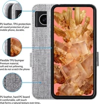 Foluu Google Pixel 8 Flip Tok - Prémium Műbőr Pénztárca Tok Kártyatartóval, Állvánnyal és Mágneses Zárral, TPU Keret, Ütésálló (Szürke) 5