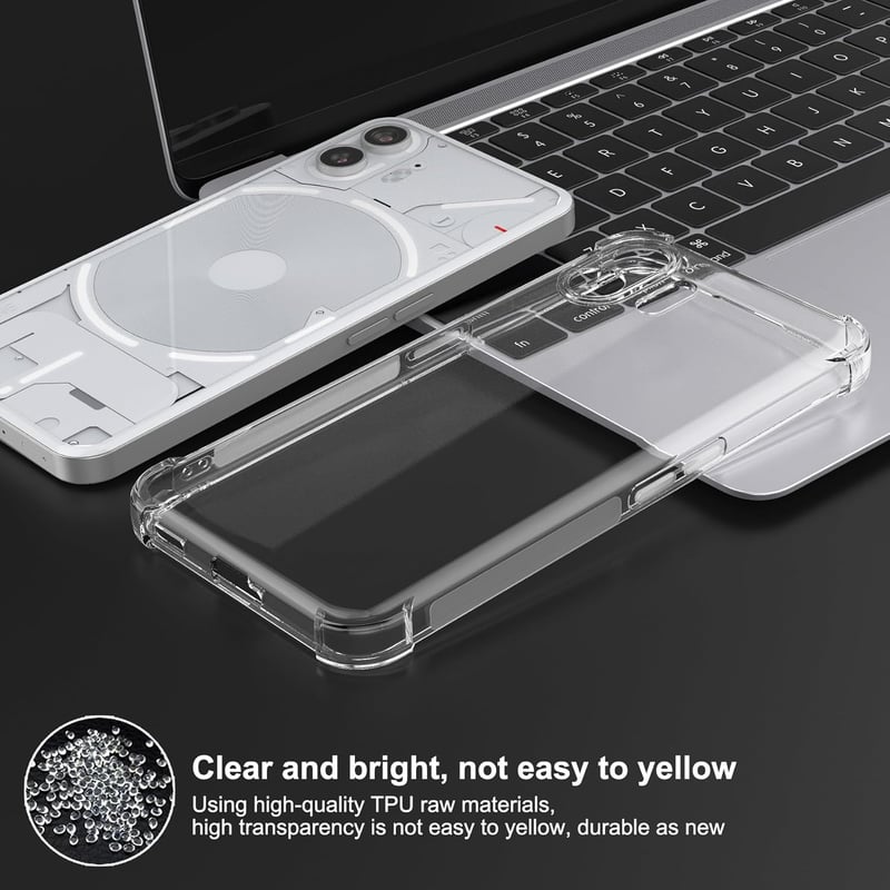 Foluu Nothing Phone (2) Átlátszó Tok - Ütésálló TPU Szilikon Védőtok Megerősített Sarkokkal, Karcálló, Vékony Kialakítás 2023 Modellhez