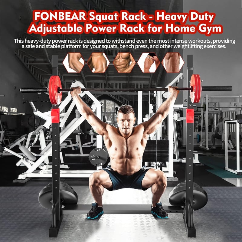 FONBEAR Állítható Squat Stand 250kg Súlyemelő Pad Edzőpad Otthoni Edzőterem