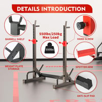 FONBEAR Állítható Squat Stand 250kg Súlyemelő Pad Edzőpad Otthoni Edzőterem 3