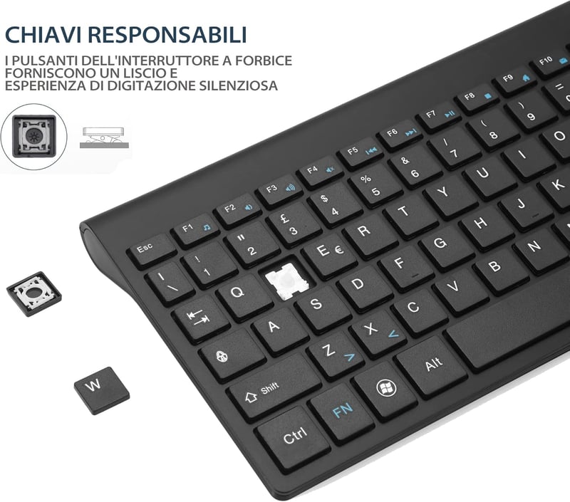 Fonicer 2.4GHz Wireless Ergonomikus Billentyűzet és Egér Szett PC Laptophoz