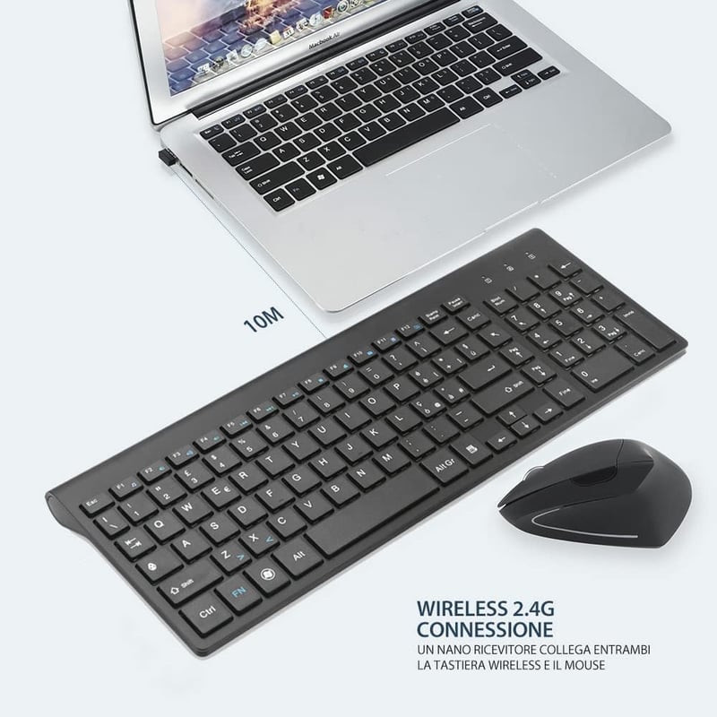 Fonicer 2.4GHz Wireless Ergonomikus Billentyűzet és Egér Szett PC Laptophoz