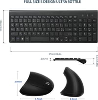 Fonicer 2.4GHz Wireless Ergonomikus Billentyűzet és Egér Szett PC Laptophoz 2