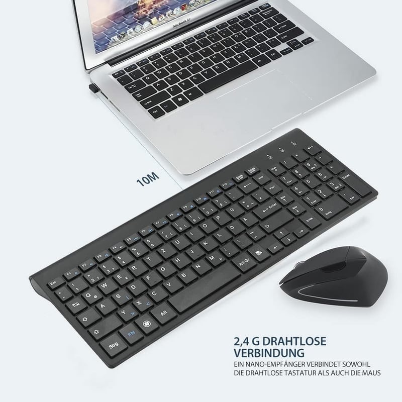 Fonicer 2.4GHz Wireless Ergonomikus Egér és Billentyűzet Szett Fekete