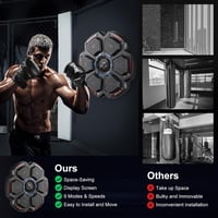 FOOING Okos Boxzsák Bluetooth Zenével, LED Fénnyel és 9 Sebességfokozattal, Fekete Edzőeszköz Kesztyűvel Otthoni Edzéshez 5