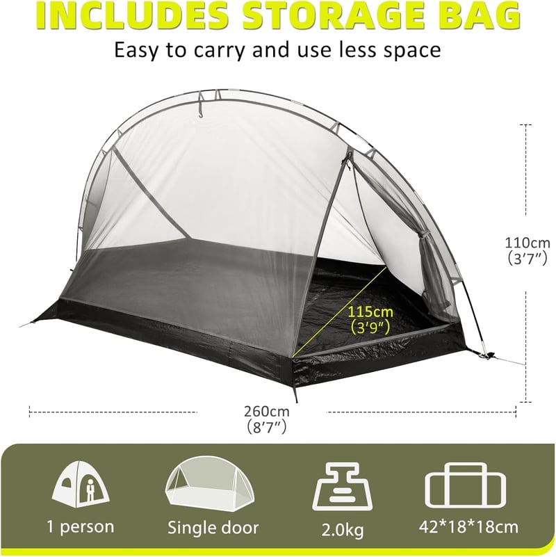 Forceatt 1 személyes ultralight sátor, vízálló kupola sátor gyors összeállítással - Dark Green-1 Person