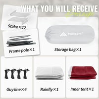 Forceatt 2-3 személyes kemping sátor, 2 ajtó, vízálló, szélálló, ultralight hátizsák sátor 4