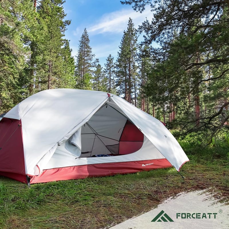 Forceatt 2-3 személyes kemping sátor, 2 ajtó, vízálló, szélálló, ultralight hátizsák sátor