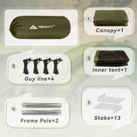 Forceatt 2-4 személyes vízálló kuppelsátor, ultrakönnyű, gyors felépítésű trekking sátor - 2 Person Green 5