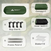 Forceatt 2-4 személyes vízálló kuppelsátor, ultrakönnyű, gyors felépítésű trekking sátor - 2 Person Dark Green 5