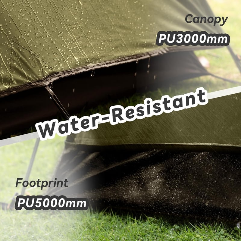 Forceatt 2-4 személyes vízálló kuppelsátor, ultrakönnyű, gyors felépítésű trekking sátor - 2 Person Green