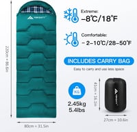 Sac de dormit de iarnă pentru adulți Forceatt -8°C -15°C, 4 anotimpuri, din flanel, impermeabil, ușor, pentru drumeții, camping și utilizare în interior sau exterior 2