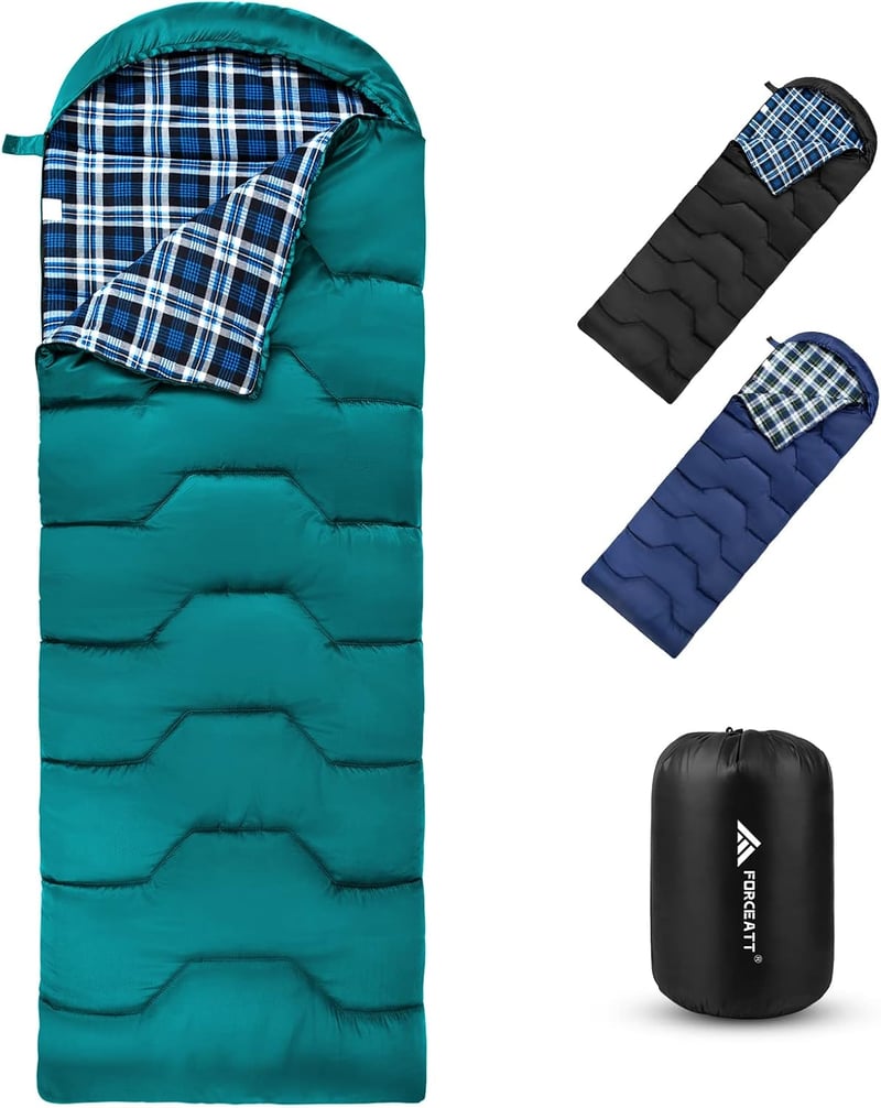 Sac de dormit de iarnă pentru adulți Forceatt -8°C -15°C, 4 anotimpuri, din flanel, impermeabil, ușor, pentru drumeții, camping și utilizare în interior sau exterior