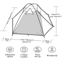 Forceatt kempingový stan pre 2 osoby, nepremokavý, ľahký kupolový stan na 3–4 ročné obdobia, rýchle postavenie, na trekking a outdoor, sivo-biely 2