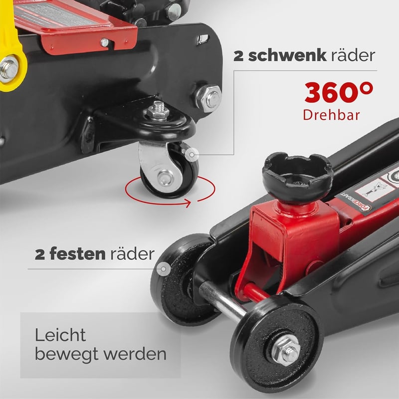 FORCEKRAFT Hidraulikus Emelő 2 Tonnás - Autóemelő 125-380 mm Emelési Magassággal, Kompakt Kocsi Emelő Szereléshez, 7,5 kg