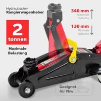 FORCEKRAFT Hidraulikus Emelő 2T - Autóemelő 130-340 mm Emelési Magassággal, Otthoni és Professzionális Használatra 2
