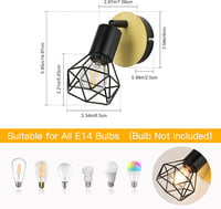 FORCOSO 1db Mennyezeti Spotlámpa Fekete Fa Ipari Vintage E14 Fali Lámpa LED - 2 pieces, Black Wood 6