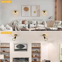 FORCOSO 1db Mennyezeti Spotlámpa Fekete Fa Ipari Vintage E14 Fali Lámpa LED - 2 pieces, Black Wood 5